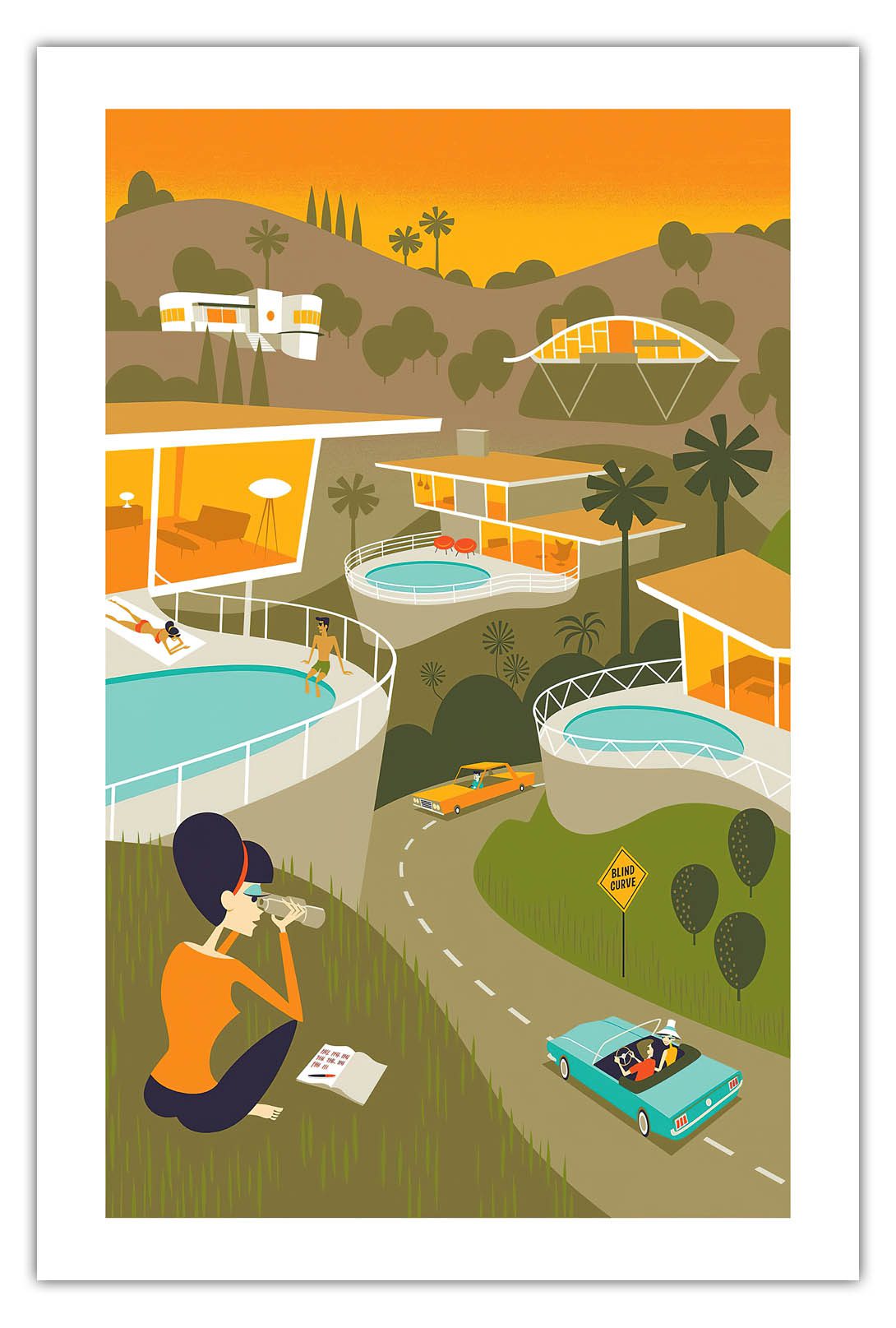Blind Curve by Shag (Josh Agle) - Unofficial Posters