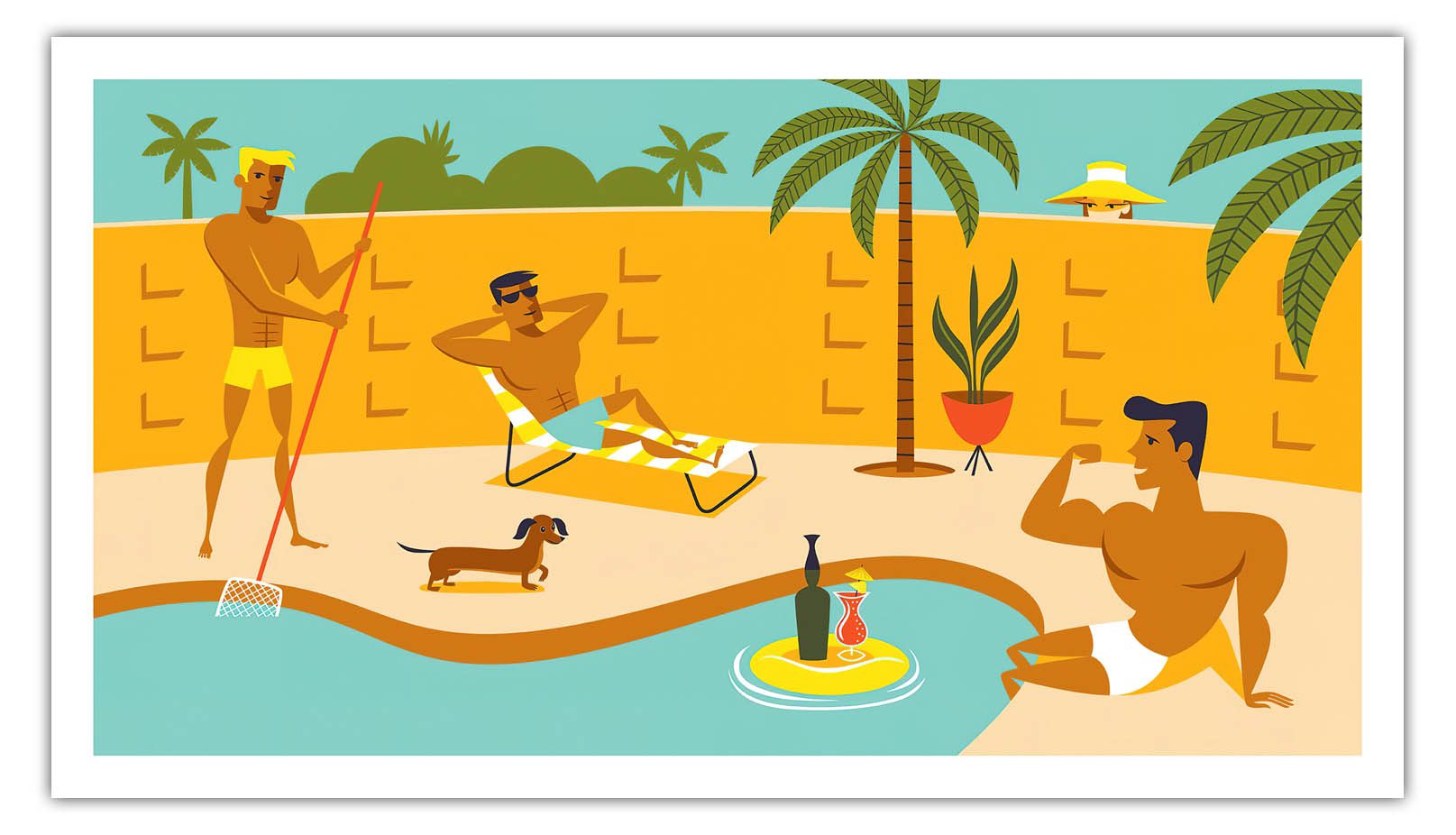 Muscle Pool Party by Shag (Josh Agle)
